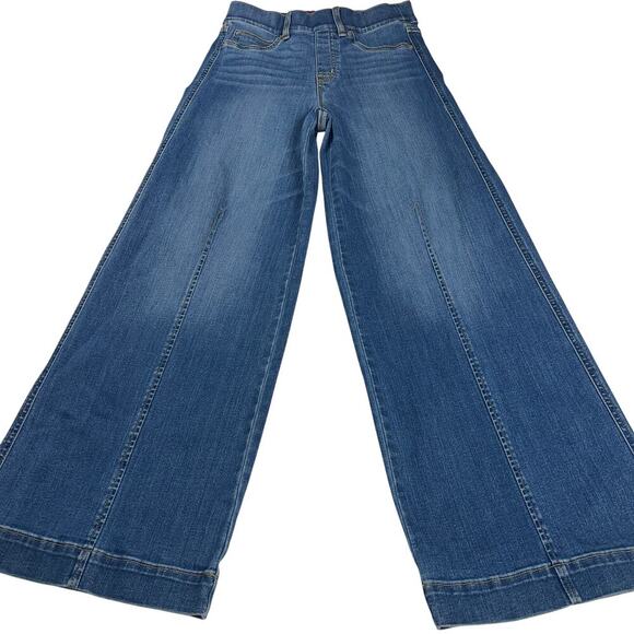 SPANX Seamed Front Wide Leg Pull On Stretch Jeans Vintage Indigo Wash Size S - Picture 16 of 16